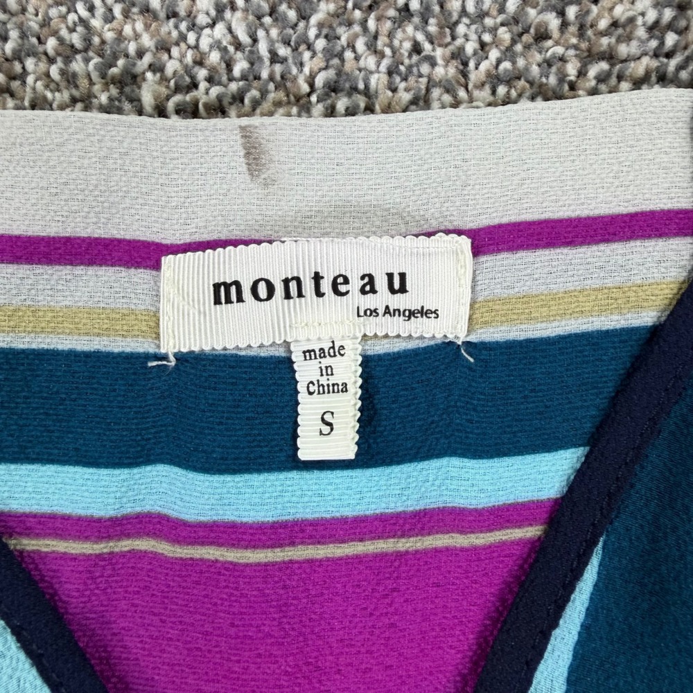 Monteau Los Angeles Striped Sleeveless Wrap Dress Multi Colored Womens Small‎ - Picture 6 of 11